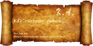 Kürschner Ambos névjegykártya
